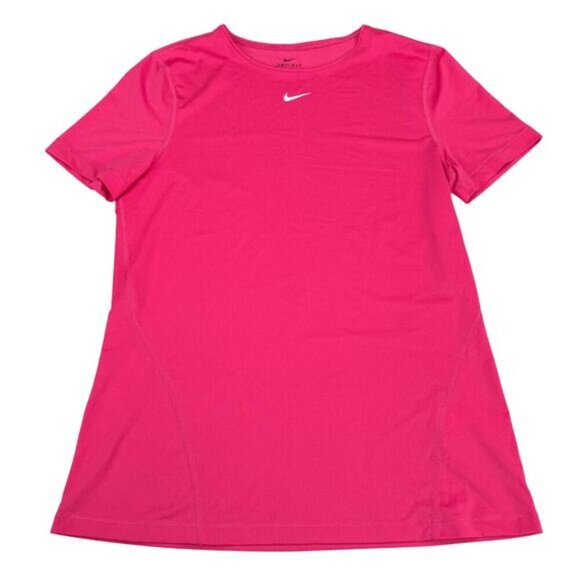 NIKE Pro Women's Short-Sleeve Mesh Training Top Sz Medium Pink - Picture 2 of 5